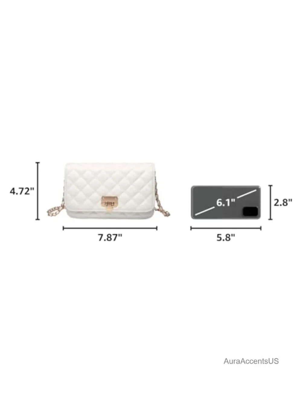 Quilted PU Leather Crossbody Bag with Chain Strap Shoulder Bag